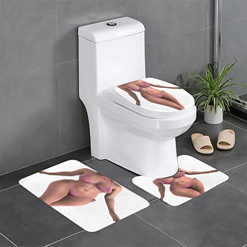 Badematten Set 3 Teilig,Toilettenmatte Set,3Er Badgarnitur Badezimmer Matte Set Dusch Bade Matte Vorleger Teppich 3D…