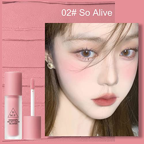 Mousse Liquid Cream Blush Makeup Lightweight - Velvet Matte Texture, Breathable Feel, Sheer Flush Of Color, Natural-Looking, Blush Stick For Cheek, Advanced Hazy Feeling 02# #TOP3