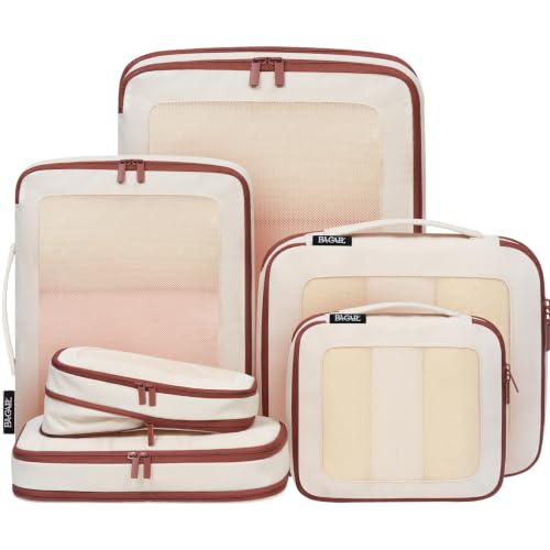 Image of BAGAIL Durable Compression Packing Cubes for Travel, 6 Set-Cream