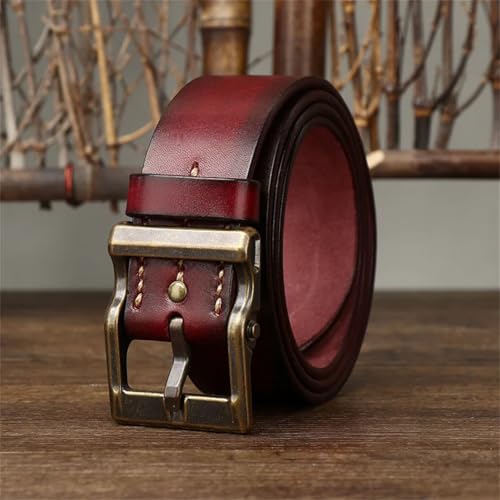 Thick Cowhide Leather Belt for Men, Copper Pin Buckle, Retro Vintage Designer Belt4