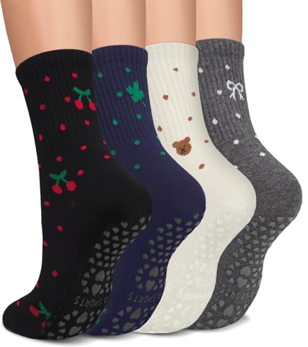 yeuG Grip Socks Pilates Grippy Socks Woman Hospital Barre Non Slip Yoga Socks Sticky Slipper Socks for Pregnancy
