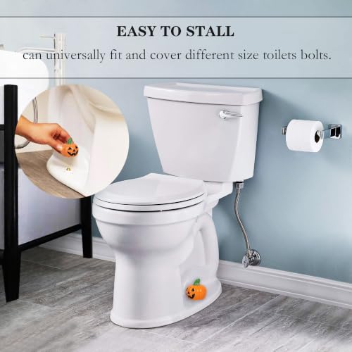 Image of ZUNON Toilet Bolt Caps, Decorative Toilet Bolt Covers, Ceramic Cute Frog Covers Toilet Bolts Bathroom Decor Easy Installation Set of 2 (Orange pumpkim)