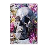 Vextrovia Colorful Floral Skull Metal Tin Signs. Bold Artistic Wall Art Poster For Alternative Lifestyle Fans. For Living Room, Studio,Eye-Catching Wall Decor To Add Dramatic Flair 8x12inch