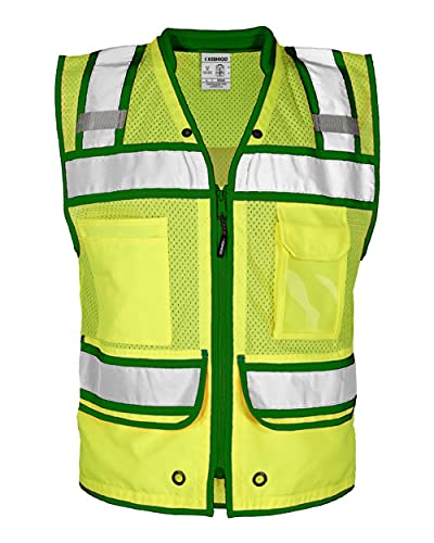 Kishigo Color Contrast High Performance Surveyors Vest L Lime/Green - S5044