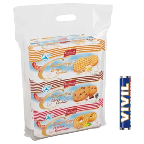 Coppenrath Tragetasche zuckerfreies Feinbäck (6 x 200 g) + Vivil Pfefferminz ohne Zucker 37 g