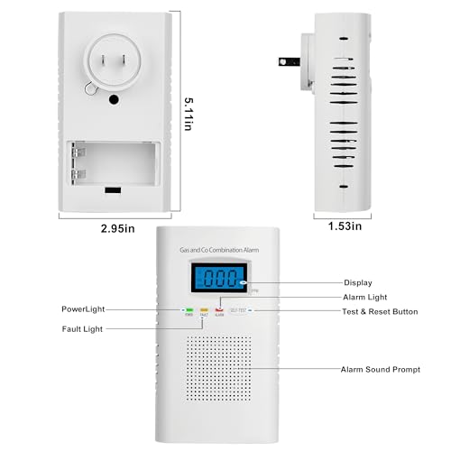 image for Hembisen Combination Gas & Carbon Monoxide Detectors - Plug in Carbon 