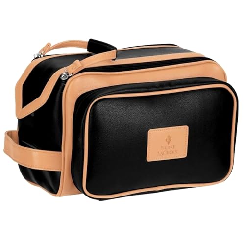 Cruelty-Free Leather Dopp Kit/Travel Toiletry Bag by Pierre LaCroix | Hand-Stitched Using Premium Materials and YKK Zippers | Leak Proof/Waterproof | (11