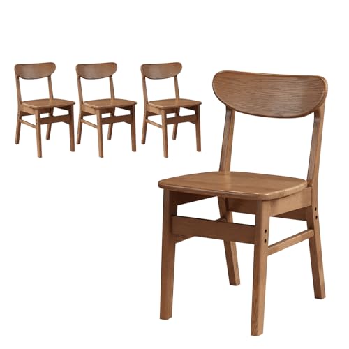 Image of AnywaysWood 4 fo Solid Wood Ladder Back Chair, Classic Backed Kitchen & Dining Room Chairs,Kitchen Chairs mid Century Dining Chair Wooden, 4 of Dining Chairs,Suitable for Offices, Dining Tables