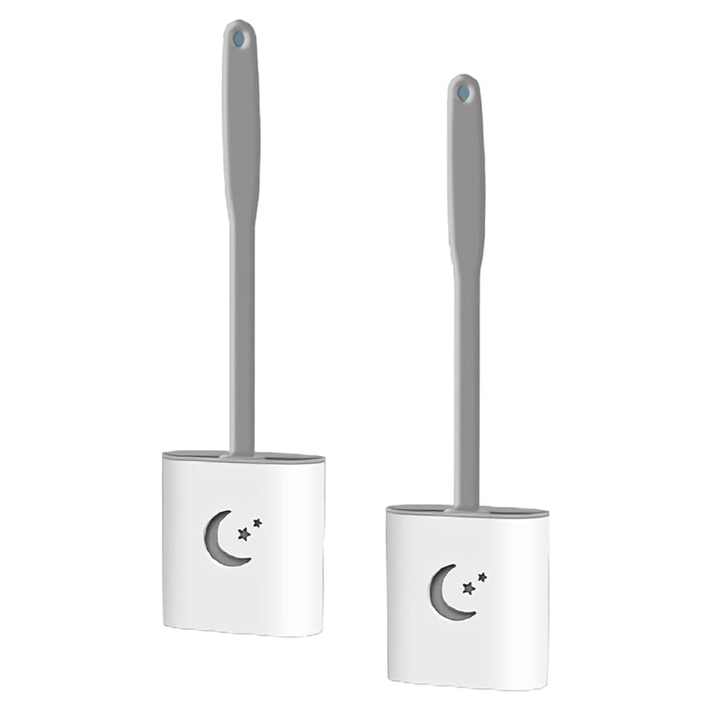 Scopino per WC con Testina Piatta Scopino e Supporto per WC in Silicone, Spazzola per WC con Montaggio a Parete con Manico Lungo
