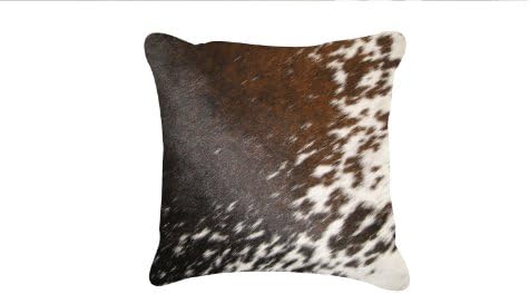 Messina Cowhide Pillow Salt & Pepper Brown & White 16" X 16"