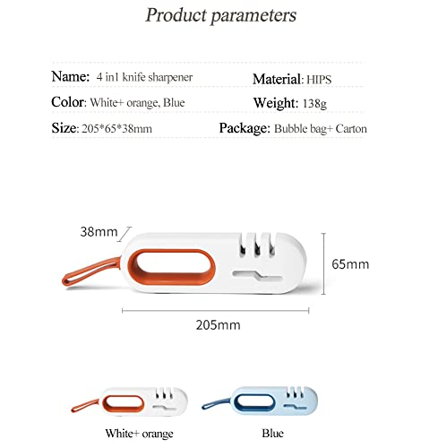 Wiyos Kitchen Knife Sharpener Cute 4 In 1 Multifunctional Home Manual Knife Accessories 3-Stage For Knives And Scissors (Blue) #TOP4