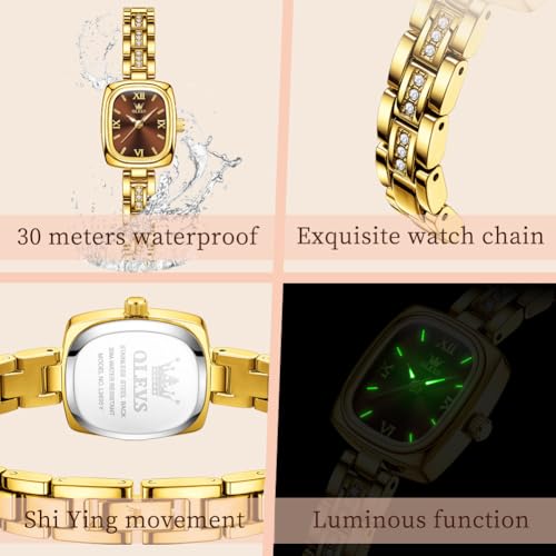 Image of OLEVS Watch Gold Ladies Luxury Easy to Read Small Wrist Watches for Women | Original Import Dress Gift,Diamond,Easy to Read Chronograph women's Watch
