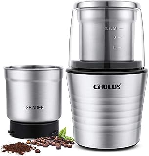 CHULUX Electric Stainless Steel Coffee Spice Grinder,70g Capacity Detachable Grinding and Chopping Cups