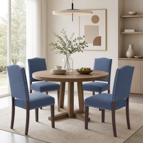 Image of Upholstered Dining Chairs Set of 4 with Thickened Seat Cushion