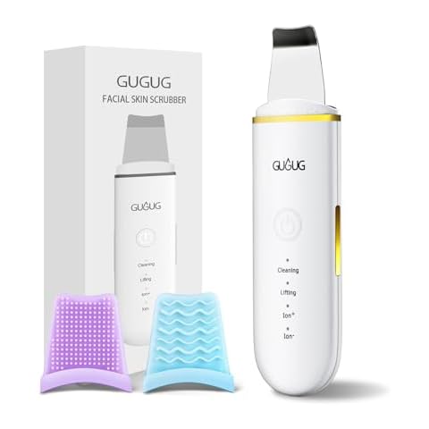 GUGUG Skin Scrubber Face Spatula Skin Spatula Pore Cleaner Blackhead Remover Tools for Facial Deep Cleansing-4 Modes -White Cover