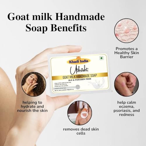 Image of Khadi Goat Milk Handmade Bathing Soap Bar 125g (Pack of 5) | Natural & Herbal | Glowing & Brightening Skin | Deep Cleansing & Nourishing | For Dead Skin Cells | All Skin Types | Men & Women