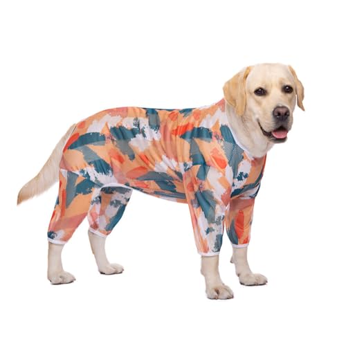 Morycat犬の服 春夏服 薄い ロンパース つなぎ ドッグウェア タンクトップ 通気性 犬用 Tシャツ 涼やか 柴犬 秋田犬 パジャマ お散歩 日焼き防ぐ 脱毛保護 おしゃれ 大型犬 中型犬 (オレンジ,7XL)