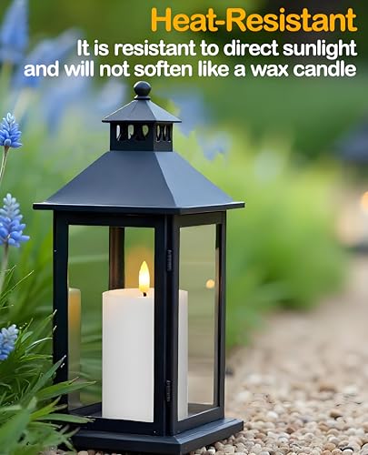 Image of Gmnee 3 inchx6 inch Outdoor Waterproof Flameless Candles with Remote Timers Plastic | 2 Pack Battery Operated Candles, LED Candles, Electric Fake Pillar Candles for Patio, Porch, and Lanterns Decor (White)