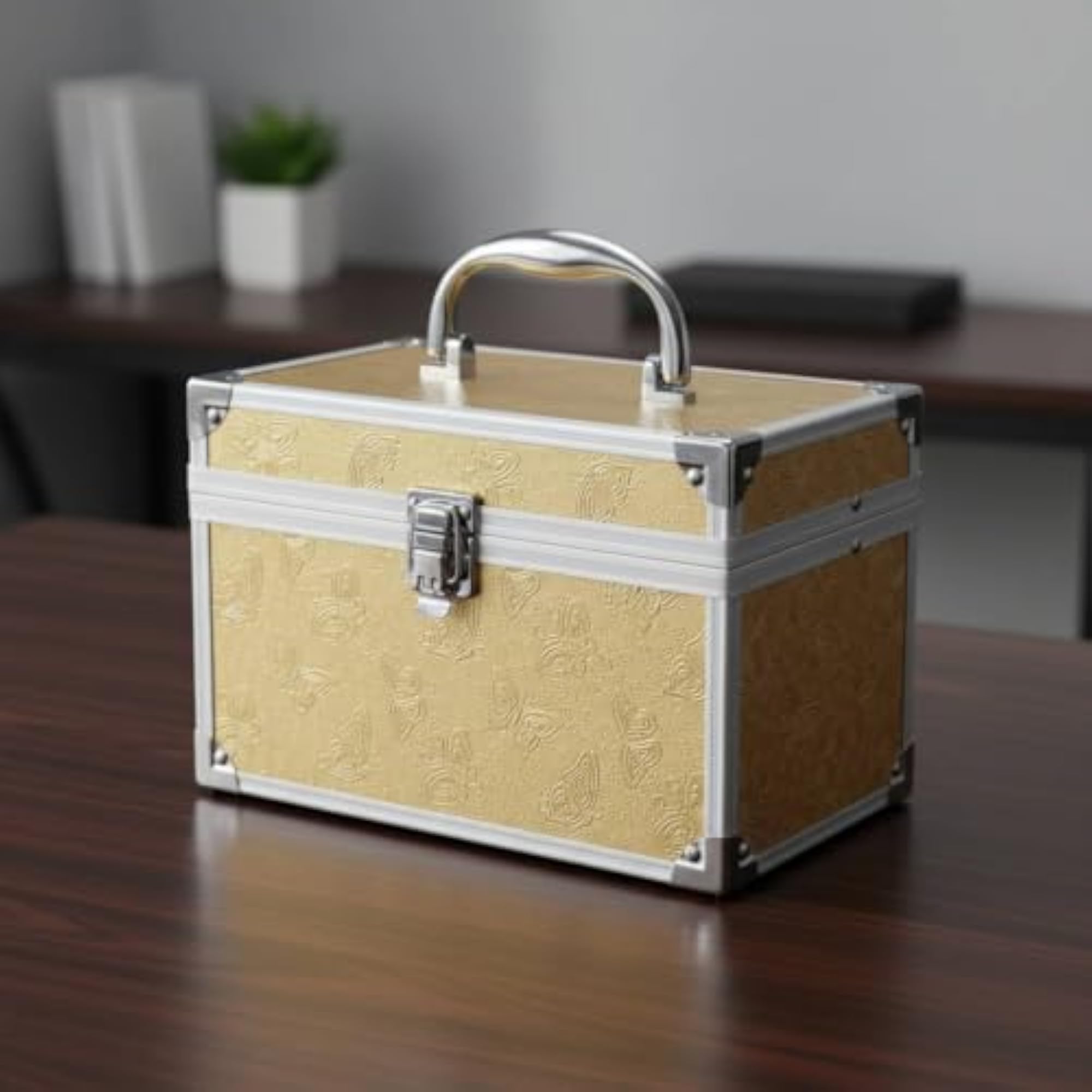 Hard-Sided Makeup Case with Mirror, Portable Storage