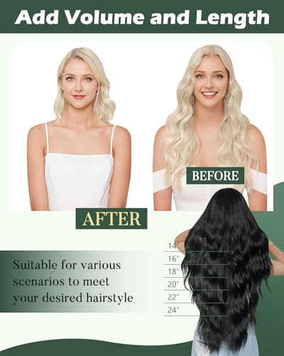 Image of Ugeat Weft Hair Extensions Human Hair Blonde Sew in Extensions Real Human Hair 20inch Platinum Blonde Remy Hair Extensions Real Human Hair Weft 105G