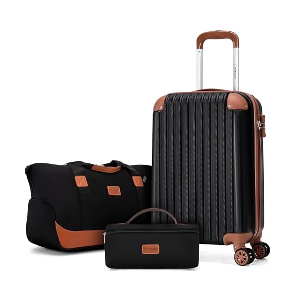 Carry On Luggage Sets 3 Piece, 20 Inch Luggage 22x14x9 Airline Approved with Wheels and TSA Lock, ABS Lightweight Hardshell Travel Suitcase Set with Duffel Bag Travel Bag for Men Women