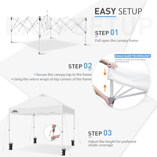 EAGLE-PEAK-10-x-10-Heavy-Duty-Commercial-Canopy-Tent-Pop-Up-Industrial-Instant-Canopy-Shelter-with-100-Square-Feet-of-Shade-White EAGLE PEAK 10 x 10 Heavy Duty Commercial Canopy Tent Pop Up Industrial Instant Canopy Shelter with 100 Square Feet of Shade White