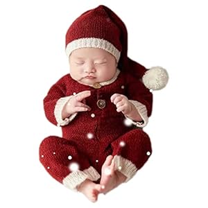 Vomdrok Newborn Photography Props Outfits Christmas Hat Leggings Infant Baby Boy Girl Photoshoot Costume