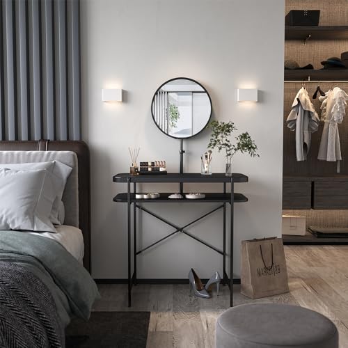 Vicco Schminktisch Schwarz Skip 80x76.5x40 cm - Kosmetiktisch, Kompaktes Format – passt auch in kleine Schlafzimmer & Nischen
