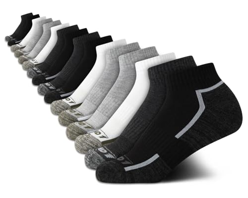 AND1 Boys Quarter Socks - 16 Pack Moisture Wicking Cushioned Athletic Basketball and Running Socks for Boys (Sizes: S-L), Size Medium-Large, Black/White/Grey