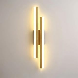 DELIPOP Indoor Wall Lights Gold, 3 Lighting Colours Modern LED Wall Sconce Lights 16W 1800LM for Living Room Bedroom Corridor Stairs Hallway, 3000K/4500K/6500K