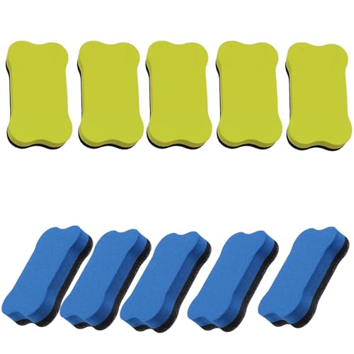 Borrador Pizarra Blanca, 10 Unidades (Amarillo, Azul), Borrador Magnético Pizarra Blanca de gomay Fieltro, Ligero y con Fuerte, para Borrar Rotuladores de Pizarra
