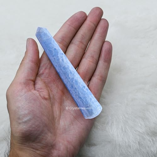 Image of Blue Calcite Crystal Wand - Pointed Crystal Wand for Energy Healing, Chakra Balancing, Meditation and Home Decor - Crystals and Healing Stones for Gift