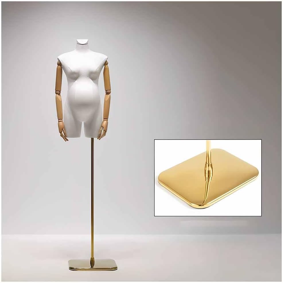 LXHELIVERY Pregnant Female Mannequin Torso, Model Props for Clothing Display, Lightweight Display Form for Displaying,Adjustable from of 170cm/66.9” to 230cm/90.5”(Gold,170 CM-D)