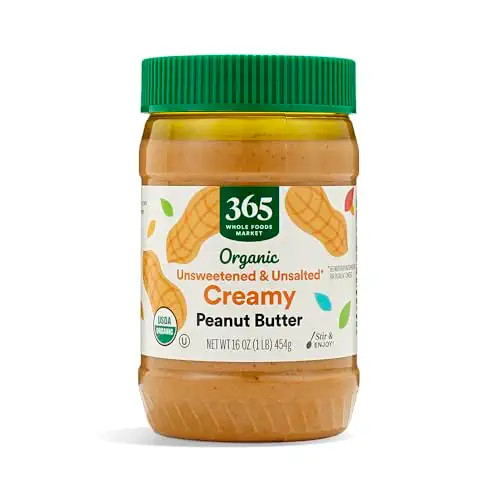 Organic Creamy Peanut Butter, Unsweetened & Unsalted, Stir and Enjoy, 16 Ounce