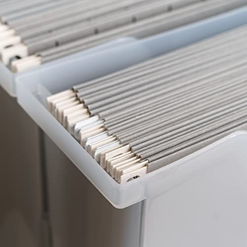 Image of IRIS USA 6-Pack Small Desktop File Box with Open Lid, Clear | Organize paperwork, mail, magazines, and office supplies with portable storage for desks, classrooms, and home workspaces