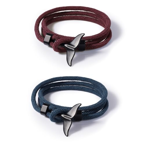 Moda giovanile: Bracciali intrecciati a mano - Questi bracciali intrecciati sono realizzati in corda di nylon di alta qualità. Resistenti all'acqua e facili da asciugare. Corda morbida, peso leggero, è perfetto per chi pratica attività all'aperto, come basket, surf, nuoto, tennis e altri sport.