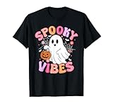 spooky vibes ghost retro groovy halloween donne ragazze bambini maglietta