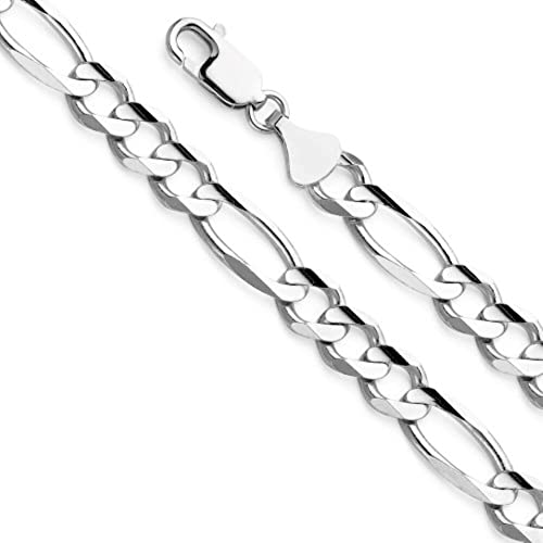 Verona Jewelers 925 Sterling Silver Necklace 3.5MM - 8MM Figaro Link Chain Necklace - Silver Figaro Link Necklace for Men, Silver Necklace 18-30, Made in Italy, Men and Women, Genuine, Authentic2