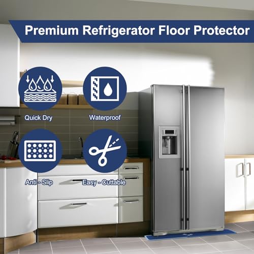 Image of Fridge Mat - 9.1 inch x 38.6 inchRefrigerator Mats with Water Absorbent, Leak-Proof Rubber Backing, Easy to Clean, Bohemian Design, Protect Floors from Spills (Dandelio)