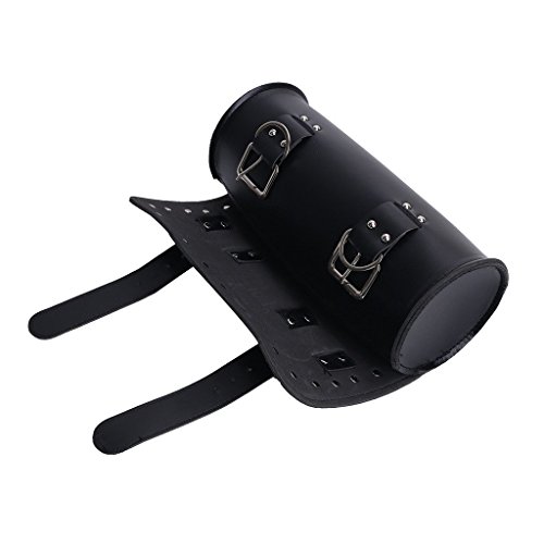 Dlll Universal Black Motorcycle Round Barrel Pu Leather Tool Side Front Bag Panniers Saddle Bag For Harley Cruiser Honda Suzuki Yamaha Kawasaki Atv Scooter Choppers #TOP4