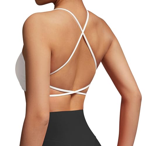 image for SUUKSESS Women 2 Piece Open Back Sports Bra Pack Strappy Workout Gym Y