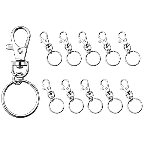 SUKELURER Keyring Rings Key Hoops, 20pcs Metal Key Ring Clips, Detachable Lobster Clasps with Split Ring for Men & Women Craft DIY Hanging Crafts Jewellery Making Findings (Silver) Cover