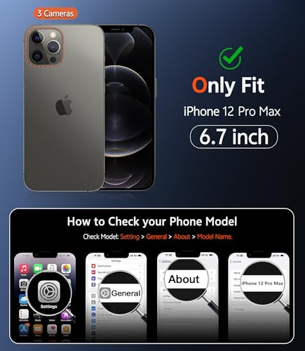 Image of FNTCASE for iPhone 12 Pro-Max Case: Matte Magnetic Phone Cases Compatible with Magsafe Slim Anti Yellowing Military Grade Drop Protection Rugged Protective Translucent Cell Phone Cover (C-Black)