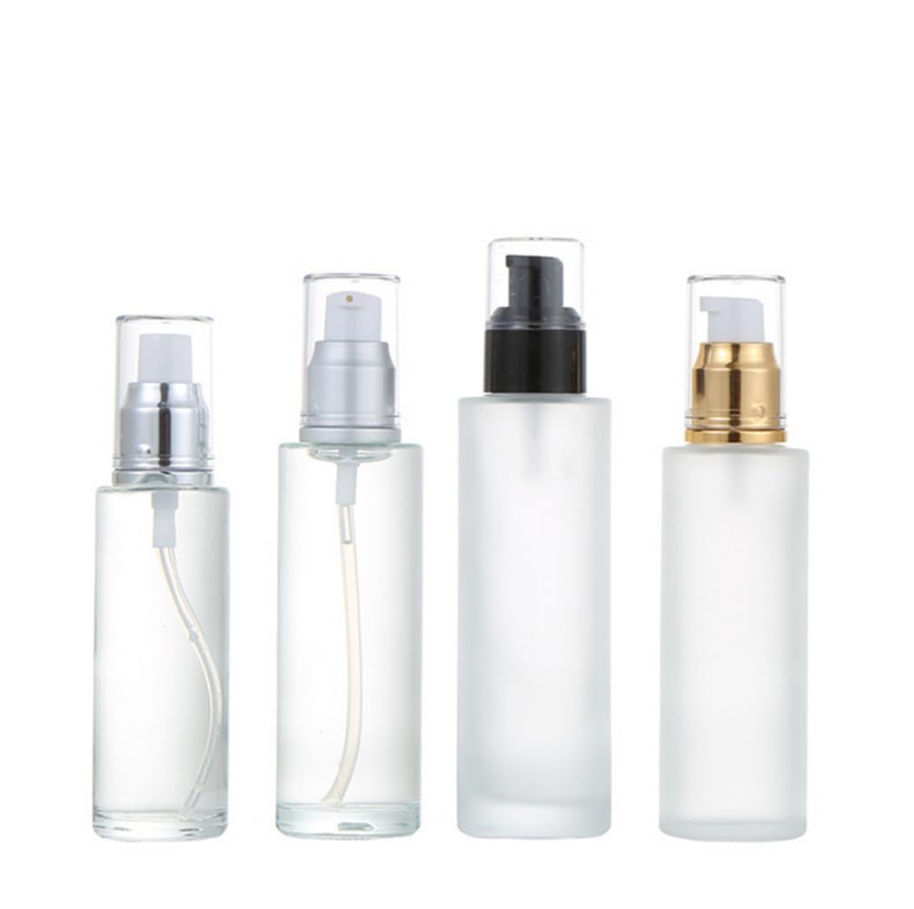 ASTRQLE 2 Pcs 100ml 3.5oz Frosted Glass Travel Bottles Leakproof Lotion Bottles Pump Dispenser Soap Dispenser Cosmetics Containers Bottle with Black Pump for Makeup Liquid Essential Oil Shampoo - Image 4