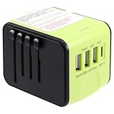 Qomcsrl Internationaler Reiseadapter mit Steckdosen, Universeller Netzadapter Weltweit mit 3 USB-Anschlüssen und Typ-C-Anschluss, Ideal für über 200 Länder.