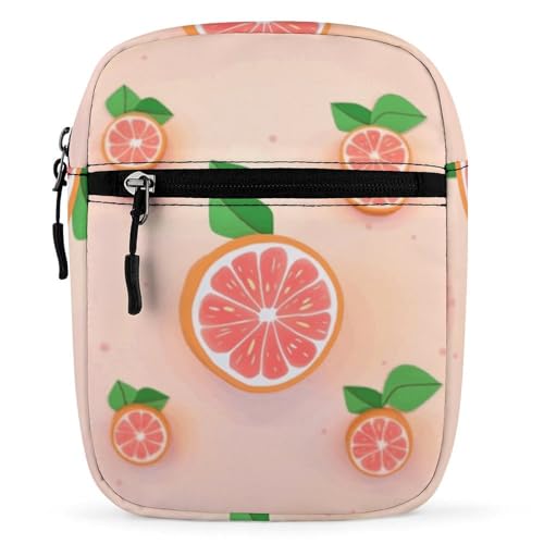 Personalized Small Crossbody Bag Water Resistant Messenger Bags Mini Cute Grapefruit Printing SlingBag For Men Women
