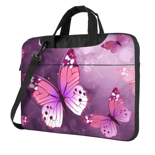 Sacoche ordinateur portable papillon rose aux finitions haut de gamme