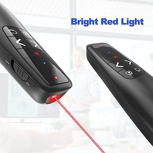 Clicker PowerPoint Apresentador remoto sem fio, ponteiro laser para cliques de computador, USB C A P