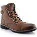 Polar Fox Brady MPX508571 Mens Casual Classic Combat Fur Lined High-Top Motorcycle Boots – Dark Brown, Size 11