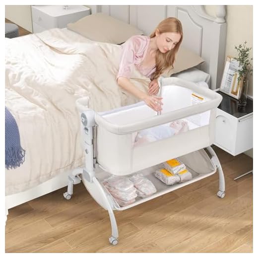 INFANS 2 in 1 Rocking Bassinet for Newborn Baby, One-Second Fold Travel Crib with Detachable & Thicken Mattress, Height Adjustable Legs, Mosquito Net, Cradle with Rock Mode & Stationary (Gray)